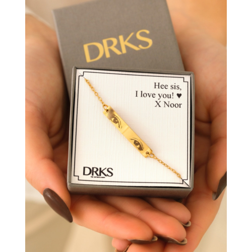 Graveerbare armband met ogen goudkleurig