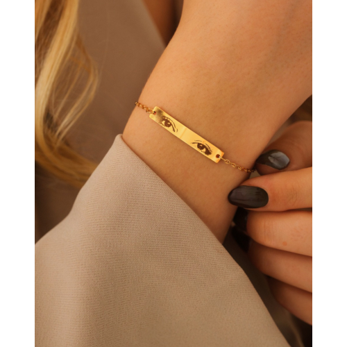 Graveerbare armband met ogen goudkleurig
