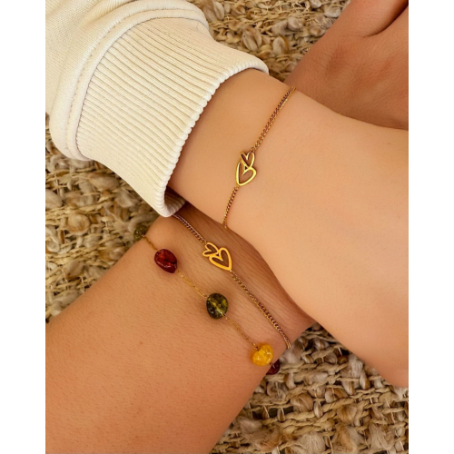 Moeder & dochter armband double heart goudkleurig