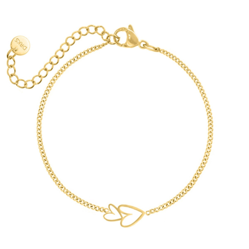 Kids armband double heart goudkleurig