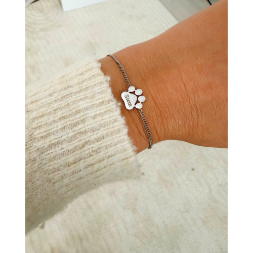 Graveerbare armband met kattenpoot