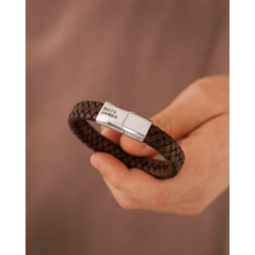 Graveerbare leren mannen armband bruin