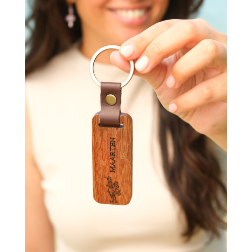 Houten sleutelhanger met naam - best dad