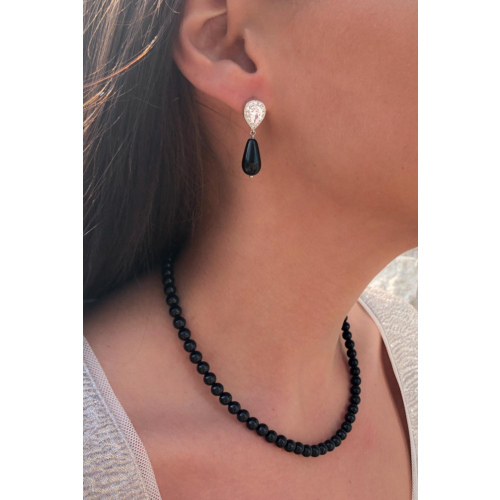 Faux Pearl Oorbellen Zwart