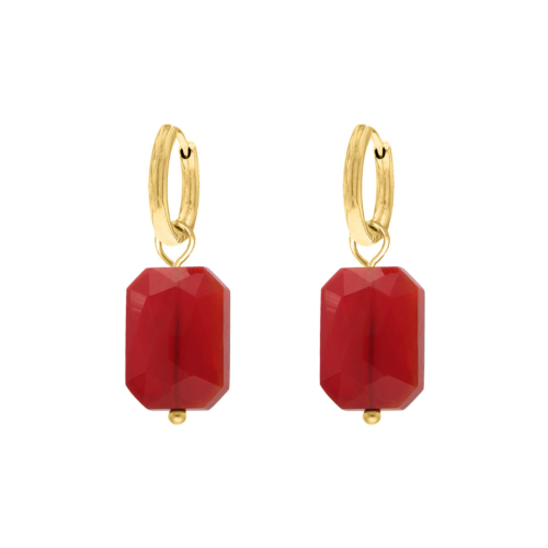 Vintage oorringetjes rood goudkleurig