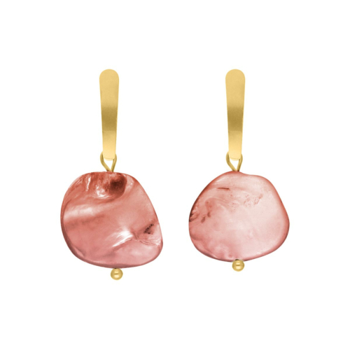 Gouden mix & match oorbellen roze steen