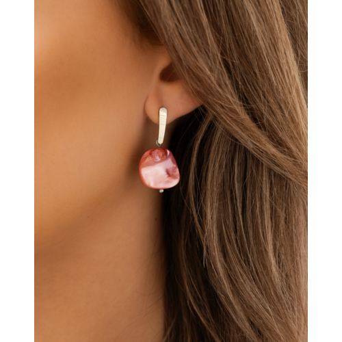 Mix & match oorbellen roze steen