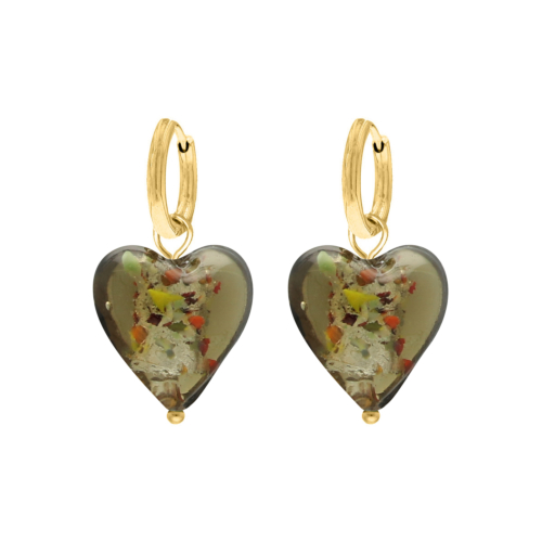 Oorbellen hartje bruin goudkleurig