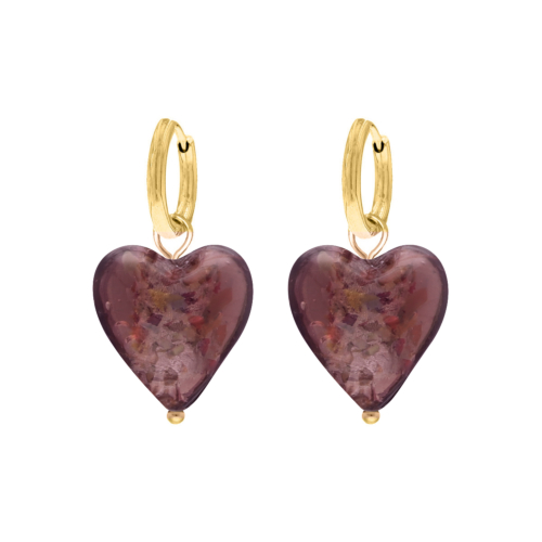 Oorbellen hartje rood goudkleurig