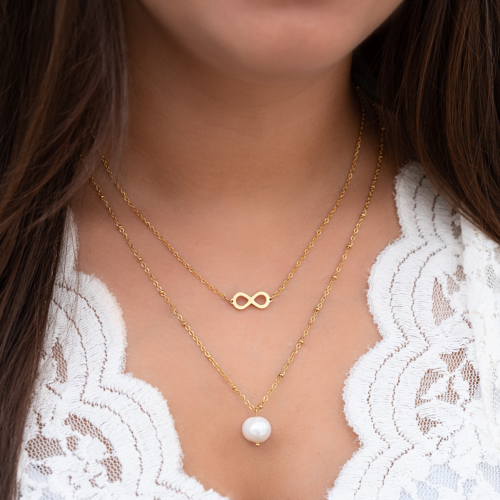 Parelketting met hanger goud kleurig