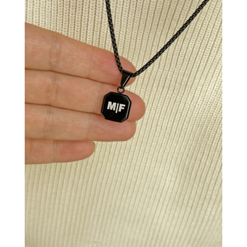 Mannen ketting graveren zwart