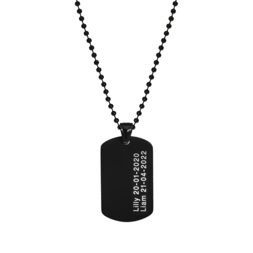 Dog tag ketting mannen met naam zwart