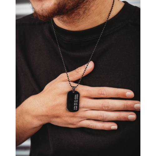 Dog tag ketting mannen met naam zwart