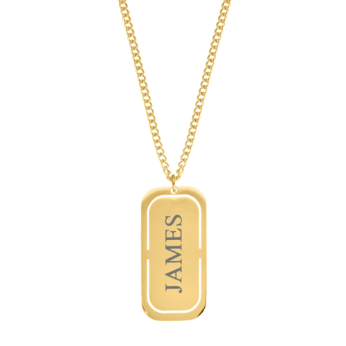 Graveerbare tag ketting heren goudkleurig