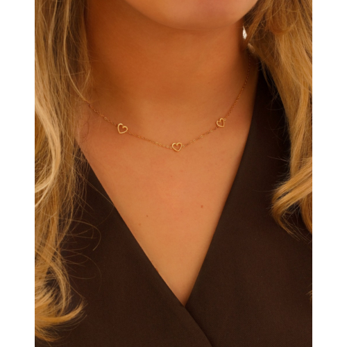 Ketting met 3 hartjes goudkleurig