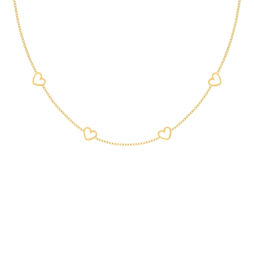 Ketting met 4 hartjes goudkleurig