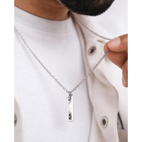 Graveerbare mannen ketting met ogen
