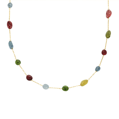 Gekleurde kralen ketting goudkleurig