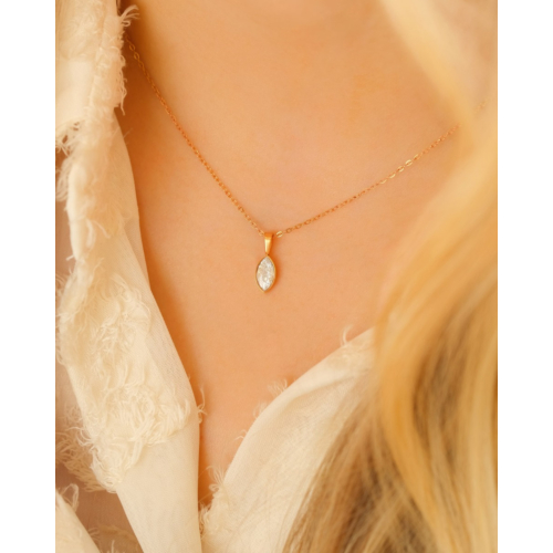 Ketting met druppel steentje goudkleurig 