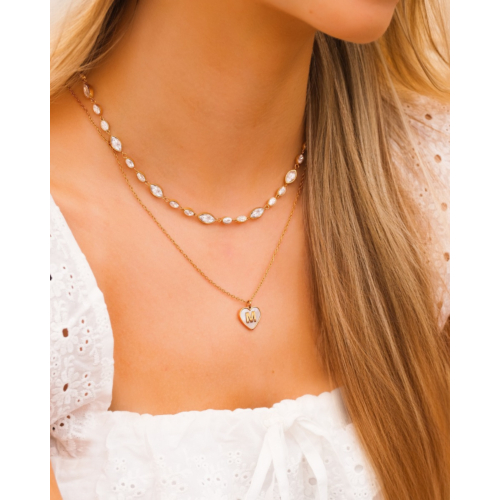 Letter ketting luxury heart goudkleurig