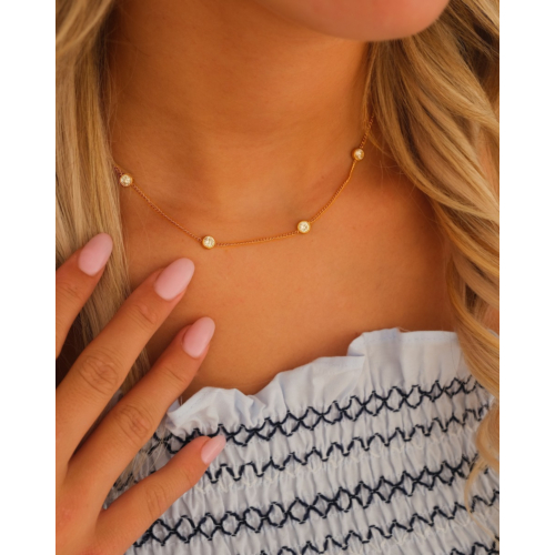 Loved ones ketting 4 steentjes goudkleurig