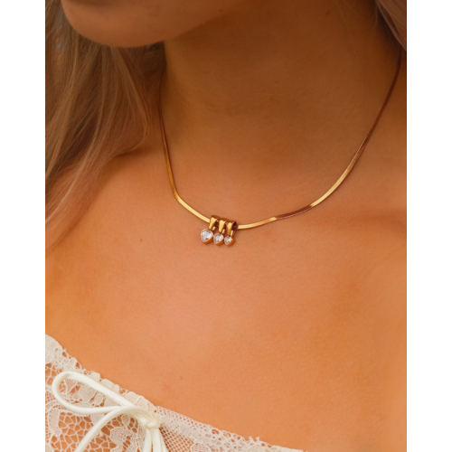 Familieketting met hartjes goudkleurig