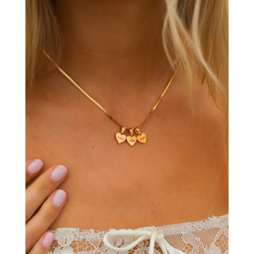 Graveerbare hartjes ketting goudkleurig