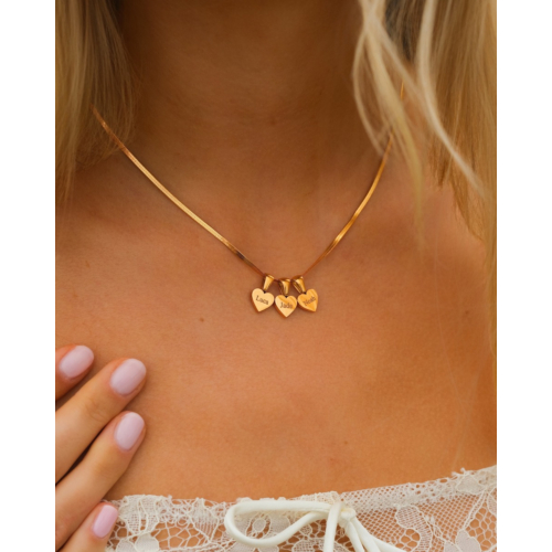 Graveerbare hartjes ketting goudkleurig