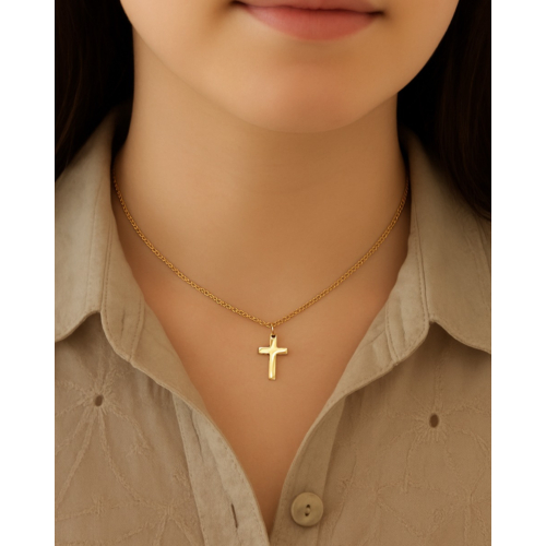 Kinderketting met kruisje goudkleurig