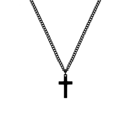 Heren ketting met kruis zwart