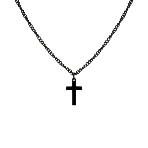 Heren ketting met kruis zwart