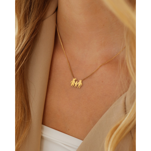 Ketting man vrouw en kind goudkleurig