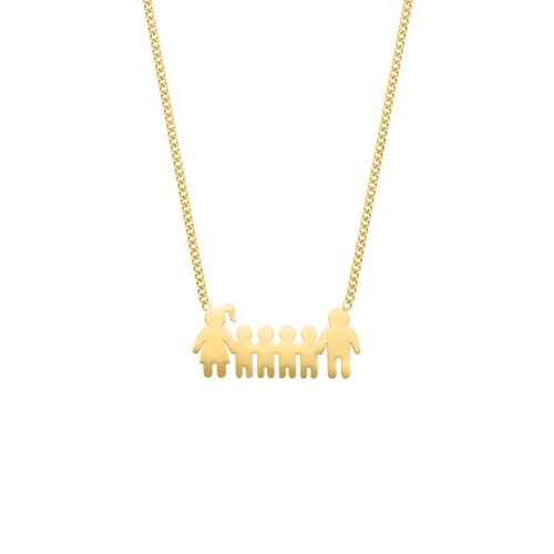 Ketting man vrouw en vier kinderen goudkleurig