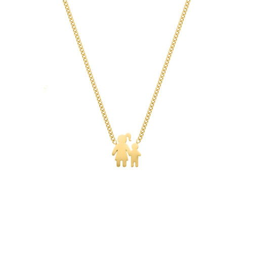 Ketting moeder en kind goudkleurig