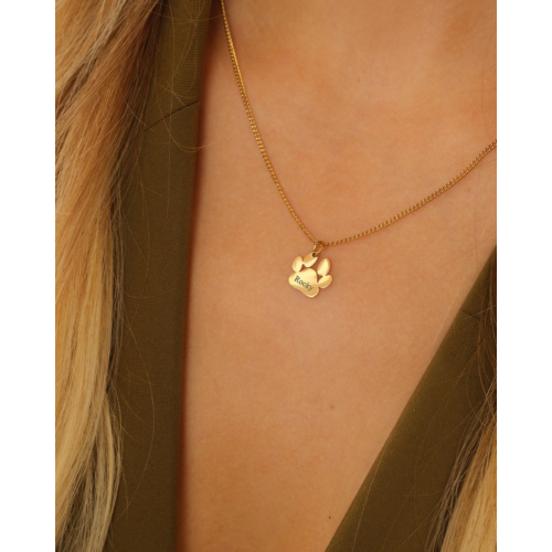 Graveerbare ketting hondenpoot goudkleurig