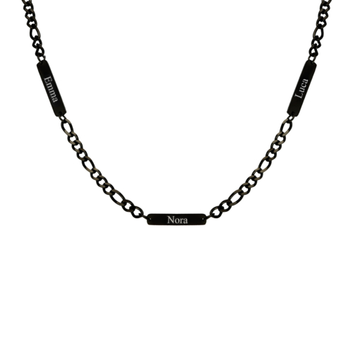 Heren ketting met namen zwart