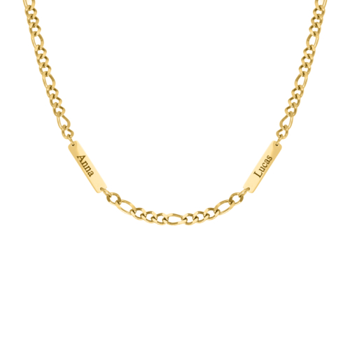 Graveerbare herenketting met namen goudkleurig