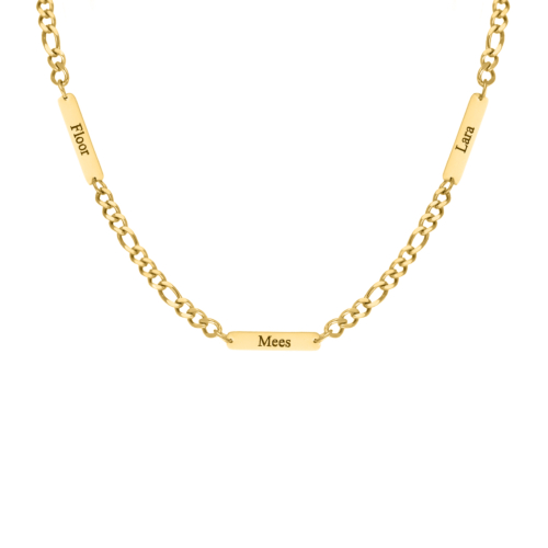 Heren ketting met namen goud