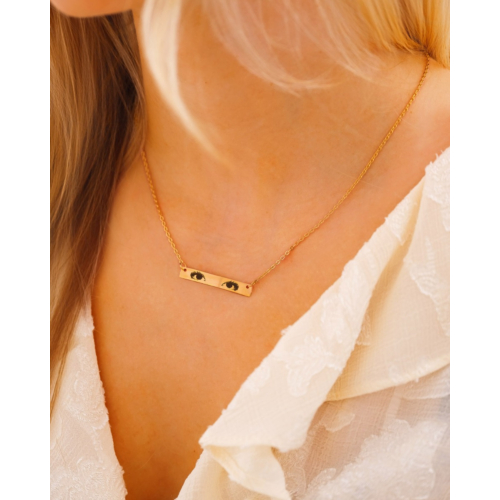 Graveerbare ketting met ogen goudkleurig