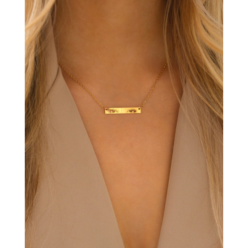 Graveerbare ketting met ogen goudkleurig