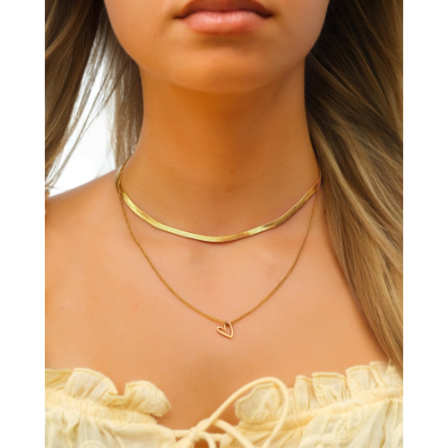 Platte ketting goud kleurig