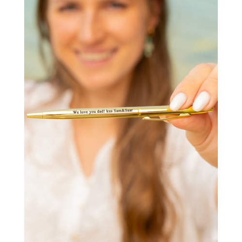 Pen met Gravering Goud Kleurig
