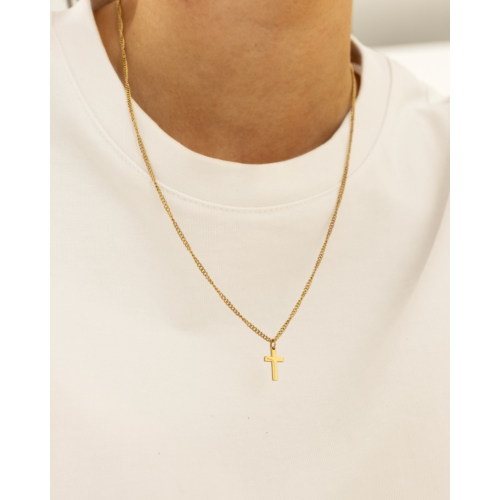 Heren ketting met kruis goudkleurig