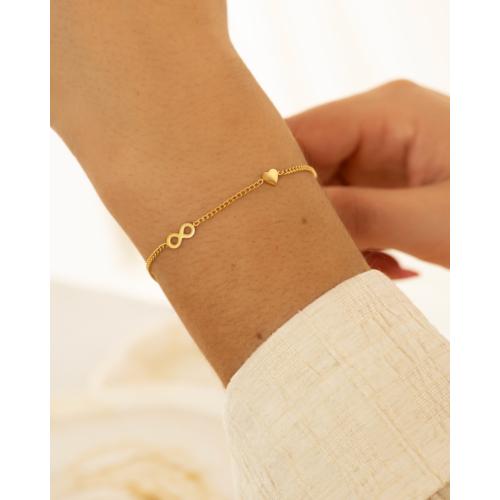 Infinity & heart armband goudkleurig