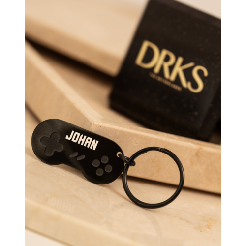 Gamer Sleutelhanger met naam zwart