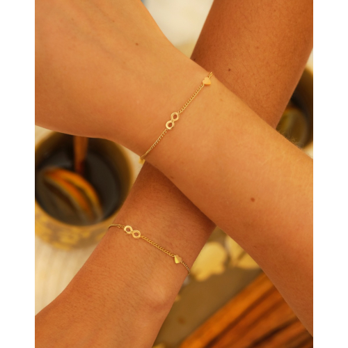Moeder & dochter armband infinity & heart goudkleurig