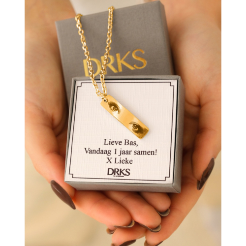 Graveerbare mannen ketting met ogen goudkleurig