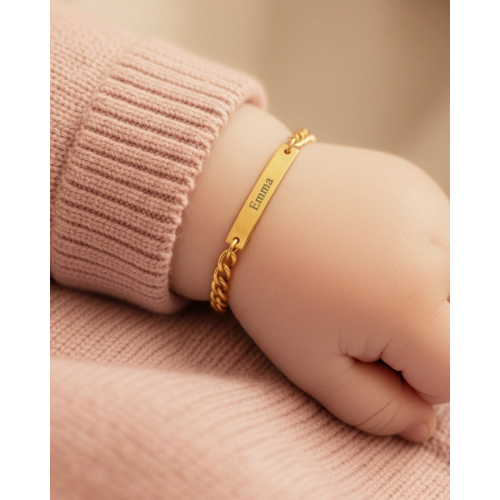 Baby Schakelarmband Graveren Goud Kleurig