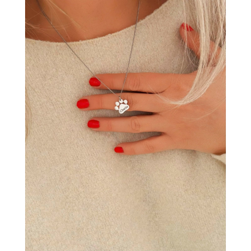 Kattenpoot ketting zilver