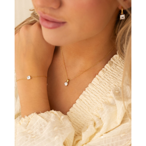 Sieraden set met steentjes festive goudkleurig